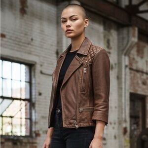 ALL SAINTS limited edition brown leather jacket.